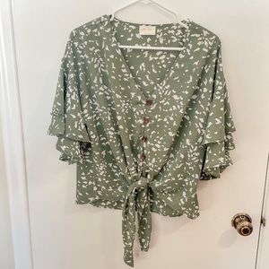 Lightweight Button Up Patterned Blouse